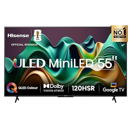 Hisense Smart TV UHD 4K Mini LED 55" Polegadas 55U6N Google TV, Processador com AI, HDR10+, Dolby Atmos, Sports Mode, Game Mode Plus e Compatível com Alexa