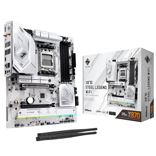 ASRock Placa mãe X870 Steel Legend WiFi 7 AMD Ryzen Socket AM5 ATX DDR5 DIMMs 8000 MHz 256 GB SATA3 6.0 Gb/s USB4 M.2