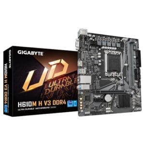 Gigabyte Placa-mãe H610M H V3 DDR4 - Suporta Intel Core 14ª CPUs, 4+1+1 fases híbridas VRM digital, até 3200MHz DDR4, 1xPCIe 3.0 M.2, GbE LAN, USB 3.2 Gen 1