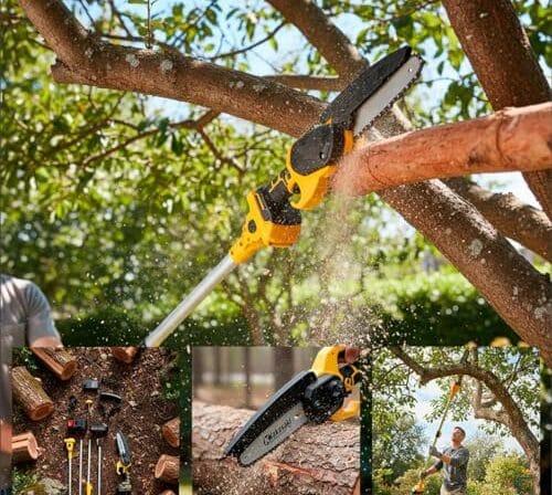 Mini Motosserra Podador Com CAbo Extensor a Bateria 30v 3m Altura Portátil