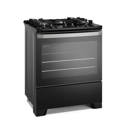 Fogão 5 bocas Electrolux Preto Efficient Mesa de Vidro, PerfectCook e Grades de Ferro (FE5GB)