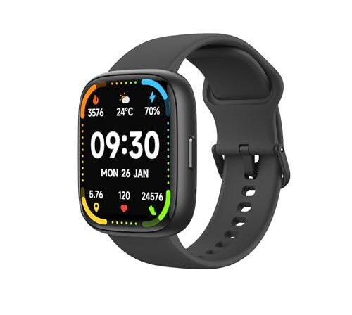 Bettdow SmartWatch, relogio smartwatch com Ecrã tátil e Alexa, à prova d'água IP68, relogio smartwatch feminino e masculino, com modo esportivo e recebimento de notificações(preto)