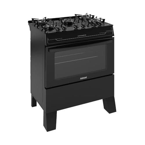 Fogão Itatiaia 5 Bocas Electra Glass Plus Preto Bivolt