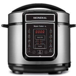 Panela de Pressão Elétrica Digital 5L, Mondial, Preto/Inox, 900W, 110V - PE-38