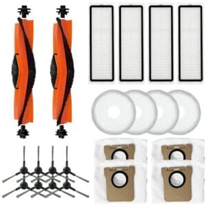 HUAYUWA Kit de acessórios para aspirador de pó compatível com Xiao-Mi X20 Max/X20 Pro, peças de substituição de aspirador de pó e limpador de esfregão (2 escovas principais + 8 escovas laterais + 4