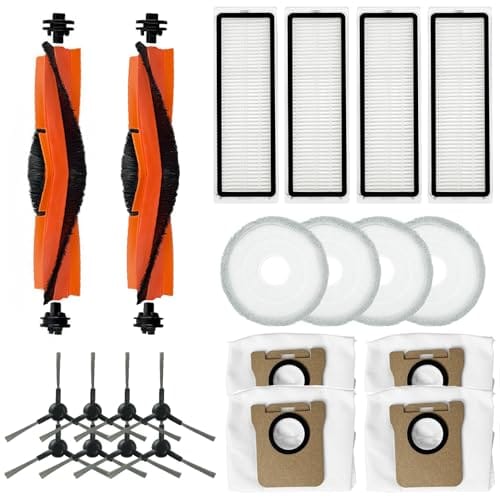 HUAYUWA Kit de acessórios para aspirador de pó compatível com Xiao-Mi X20 Max/X20 Pro, peças de substituição de aspirador de pó e limpador de esfregão (2 escovas principais + 8 escovas laterais + 4