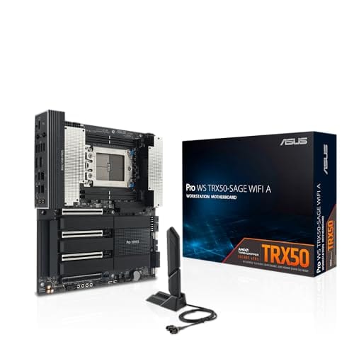 ASUS Pro WS TRX50-SAGE WiFi A AMD TRX50 TR5 CEB Workstation Placa-mãe, CPU e overclocking de memória, design robusto de 20 estágios de potência, PCIe 5.0 x 16, M.2, USB4, 10 Gb e LAN de 2,5 GB