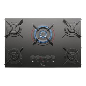 FISCHER COOKTOP À GÁS 5 BOCAS TRIPLA CHAMA FIT LINE MESA VIDRO PRETO BIVOLT - 26300-57079