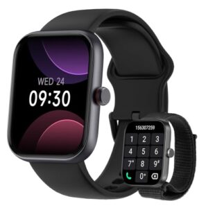 Smartwatch Relógio Inteligente, Tela HD de 1,91" Relógio Fitness com Alexa, 100 Esportes, Frequência Cardíaca e Monitoramento do Sono, IP68 à rova d'água, Compatível com Android iOS, 2 Pulseiras