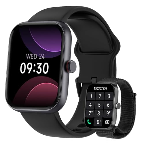 Smartwatch Relógio Inteligente, Tela HD de 1,91" Relógio Fitness com Alexa, 100 Esportes, Frequência Cardíaca e Monitoramento do Sono, IP68 à rova d'água, Compatível com Android iOS, 2 Pulseiras
