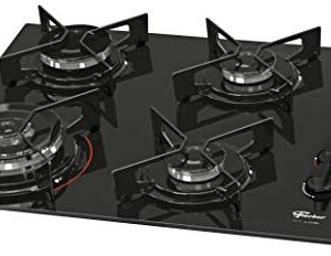 FISCHER COOKTOP À GÁS 4 BOCAS TRIPLA CHAMA FIT LINE MESA VIDRO PRETO BIVOLT - 26299-57078