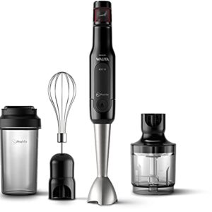 Philips Walita Preto e Inox Mixer Pro - Mix 4 em 1 - SpeedTouch com guia de velocidade - Copo para viagem - Fácil de limpar - 400W - 110V (RI2622/72)