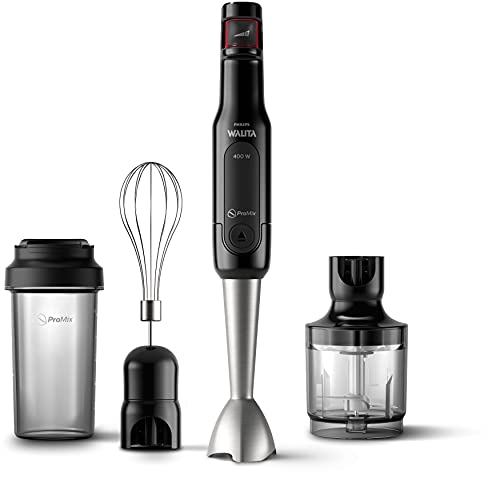 Philips Walita Preto e Inox Mixer Pro - Mix 4 em 1 - SpeedTouch com guia de velocidade - Copo para viagem - Fácil de limpar - 400W - 110V (RI2622/72)