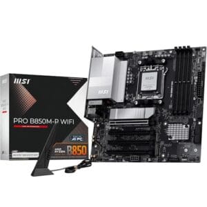 MSI Placa-mãe WiFi PRO B850M-P, ATX - Suporta processadores AMD Ryzen 9000/8000/7000, AM5 - DDR5 Memory Boost (8200+ MT/s OC), PCIe 5.0 x16 e 4.0 x16, M.2 Gen5, Wi-Fi 7, LAN 5G