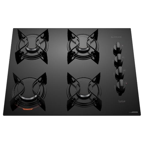Cooktop 4 Bocas Preto com Mesa de Vidro Atlas U Top Bivolt