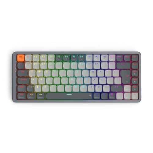 TECLADO MECANICO GAMER REDRAGON AZURE RGB PRETO E CINZA SWITCH MARROM