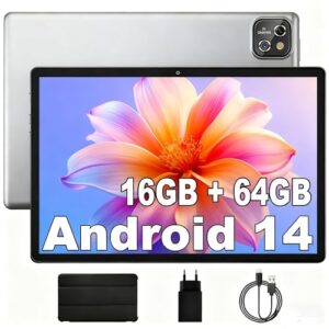 Tablet MARVUE Pad, Android 14,Tela de 10.1 Polegadas, Com Capa Protetora, 16GB+64GB,Expansível até 1TB, Processador Octa-Core, GMS, Câmera Dupla 12MP + 5MP, Tela1280x800, Leve e Fino, Wifi 6
