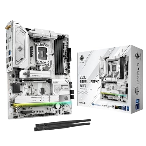 ASRock Placa mãe Intel Core Ultra Z890 Steel Legend WiFi 7 ATX LGA1851RL-ILM DDR5 M.2 PCle 5.0 ARGB SATA3 6.0 Gb/s Thunderbolt