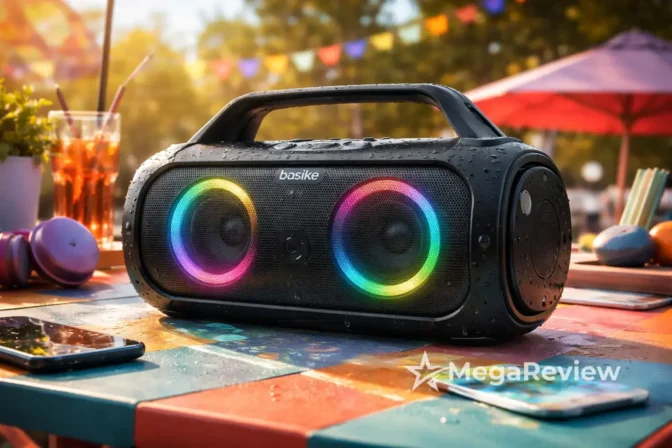 Basike Caixa de Som Bluetooth 100W tem 10% OFF na Amazon; Áudio potente e design à prova d'água