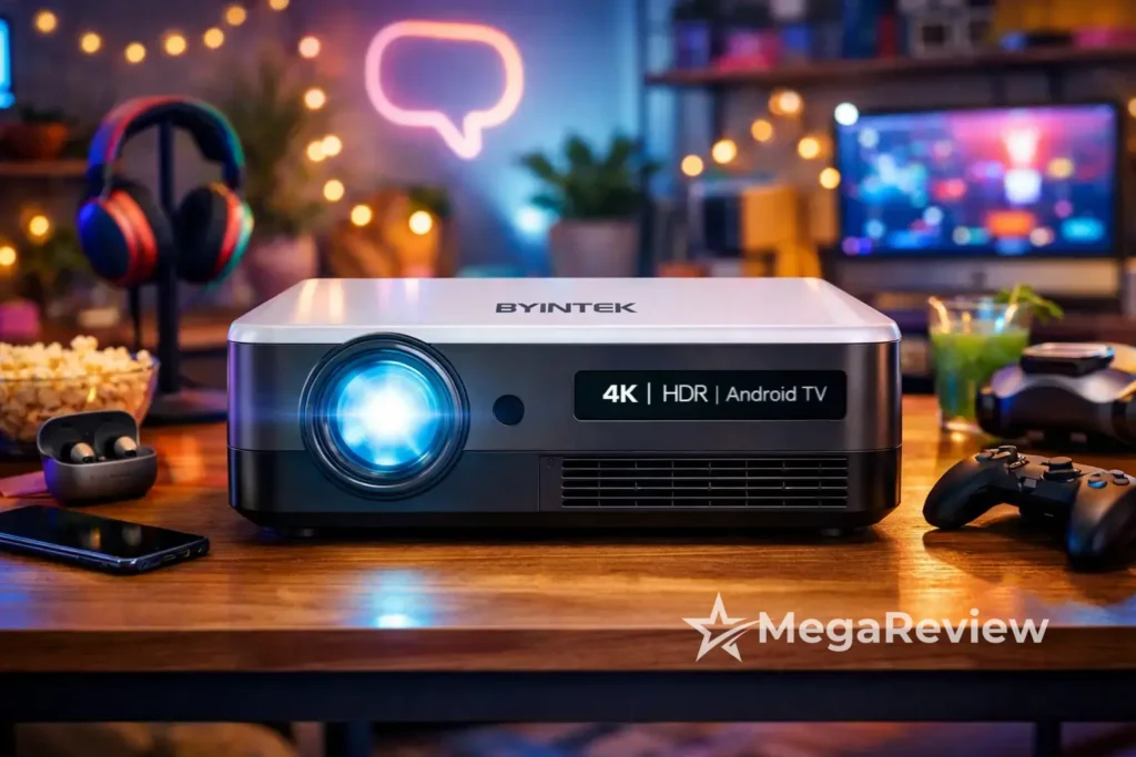 Projetor BYINTEK R90 Max com 5% OFF no app da Amazon