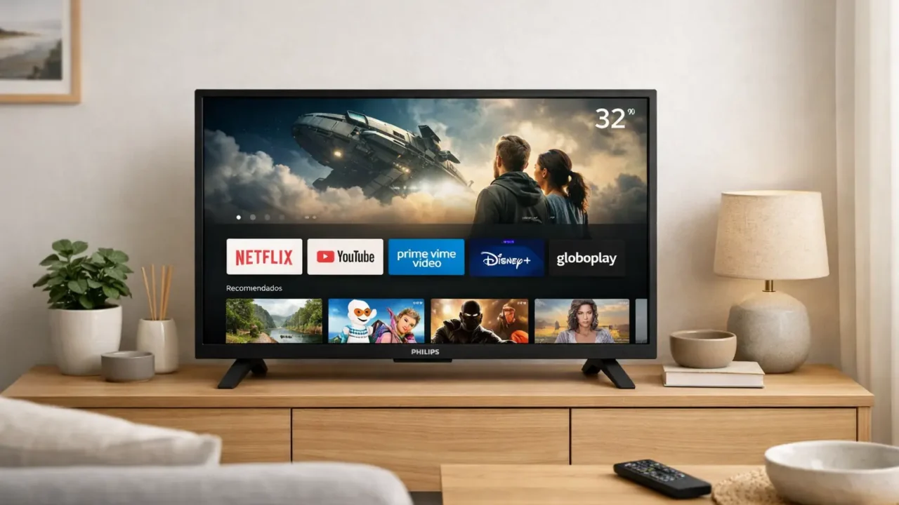 Menos de 200g: 6 smart tv 32 polegadas Philips menor preço