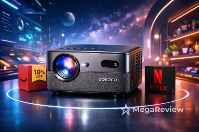Projetor GOKOCO com 10% OFF e Netflix na Amazon
