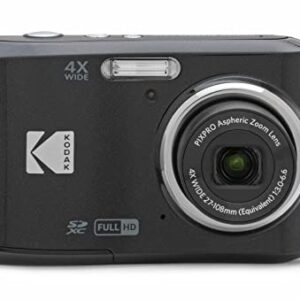 KODAK Câmera digital PIXPRO Zoom FZ45-BK de 16 MP com zoom óptico de 4X, ângulo amplo de 27 mm e tela LCD de 2,7 polegadas (preto)
