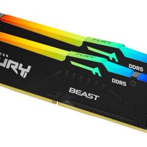 Kingston Memória de desktop Fury Beast RGB 32 GB (2 x 16 GB) 6000MT/s DDR5 CL30 | AMD Expo | Plug N Play | Kit de 2 | KF560C30BBEAK2-32