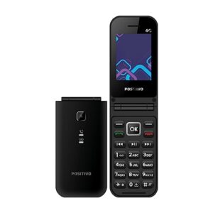 Celular POSITIVO P51, Flip, Função Modem, 4G, Câmera Traseira, Tela 2,4” LCD, Rádio FM, Botão SOS, Dual SIM Preto