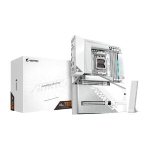 GIGABYTE Placa mãe X870 AORUS Stealth ICE AMD AM5, ATX, DDR5, 4X M.2, PCIe 5.0, 2xUSB-4, USB-C, WIFI7, LAN 5GbE, EZ-Latch