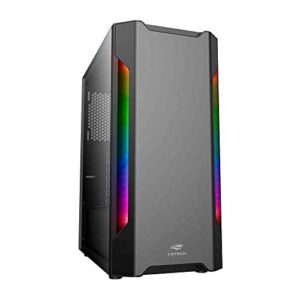 Gabinete Gamer C3Tech MT-G680SBK, Mid Tower, lateral em Vidro, Fitas de Led RGB frontais, Toolless, Organizador de cabos, Filtro anti-poeira, Compativel com Placa-Mãe ATX, Micro ATX, ITX, Preto