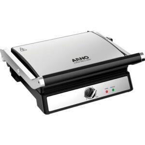 Grill Super Inox Arno XL GGRA - Grande Capacidade com Abertura 180° e Placas Antiaderentes, 110V