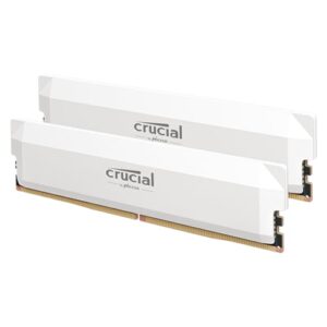 Crucial Kit Pro DDR5 RAM 32GB (2x16GB) 6000MHz CL36, Overclocking Gaming, Intel XMP 3.0 / AMD EXPO, Memória de Computador (PC), Branco - CP2K16G60C36U5W