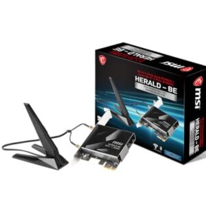 MSI Herald-BE WI-FI 7 MAX (Wi-Fi 7, 802.11BE, Bluetooth 5.4, PCIe, tecnologia de operação multi-link, antena externa)