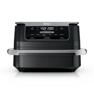 Ninja Fritadeira DualZone FlexBasket DualZone 6 em 1 Foodi DZ071 com megaZone de 7 litros e divisor de cesta, proteínas grandes e refeições completas, acabamento inteligente cozinhar 2 alimentos de 2