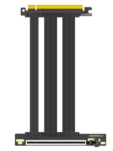 GLOTRENDS Cabo Riser PCIe 5.0 de 150 mm para RTX5090 RTX4090 RX9070 RX7900, compatível com GPUs PCIe 5.0/4.0, ângulo reto de 90 graus para montagem vertical de GPU