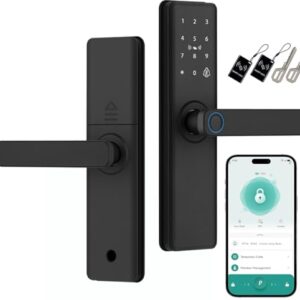Fechadura Digital Biométrica 5 em 1, Wi-Fi Tuya Fechadura Eletronica, Tela Touch Screen, Abertura por Biometria, Senha, Cartão IC, Chave e APP,Adequado Para A Maioria Das Portas