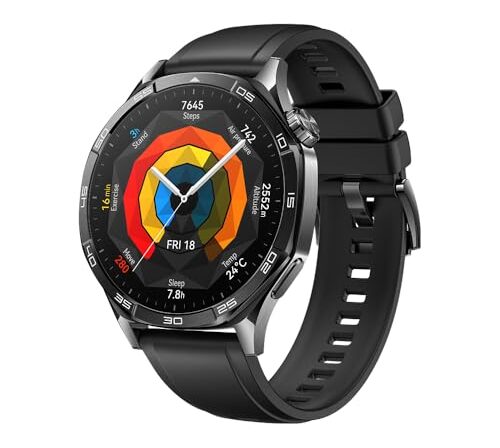 Smartwatch, HUAWEI WATCH GT 5 46mm, Nova Experiência de Corrida e Ciclismo, Sharp-Edged Design, Até 2 Semanas de Bateria, Compatível com iOS e Android, Sistema GPS Integrado, Preto