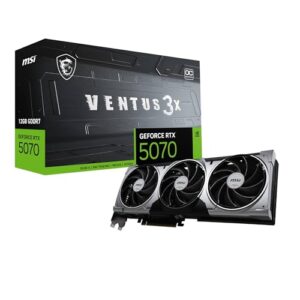 MSI Placa gráfica GeForce RTX 5070 12G VENTUS 3X OC - GPU RTX 5070, 12 GB GDDR7 (28 Gbps/192 bits), PCIe 5.0 - Design térmico de ventilador triplo (3 x TORX FAN 5.0) - HDMI 2.1b, DisplayPort 2.1b