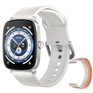 HAYLOU RS5 Smartwatch,2.01"AMOLED Display Bluetooth Telefone Chamada Relógio Inteligente para Homens e Mulheres,Duas Alças,Assistente de Voz,IP68(Branco)