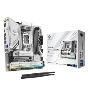 ASRock Placa mãe B860M Steel Legend WiFi 6E B860 LGA1851 Intel Core Ultra DDR5 8666 MHz 256GB M.2 Micro ATX Thunderbolt SATA3 6.0 Gb/s PCIe 5.0