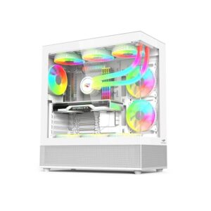 Gabinete Aquarius Gaming C3Tech MT-G850WH Branco com Lateral e Frontal em vidro temperado, com Organizador de Cabos Filtro Anti-Poeira, Compatível MB ATX Micro ATX e Mini ITX e com Water Cooler