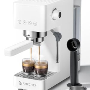AMZCHEF Espresso Machine de 20 bar, Compact expresso Maker with Steam Milk Frother, Coffee Maker with 40 oz Removable Water Tank for Home, Máquina do café para cappuccino, Latte, americano, 1350 W