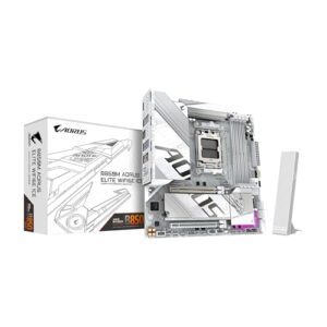 GIGABYTE Placa-mãe B850M AORUS Elite WIFI6E ICE AMD AM5 LGA 1718, mATX, DDR5, 2X M.2, PCIe 5.0, USB-C, WIFI6E, LAN 2,5GbE, EZ-Latch, Garantia de 5 anos