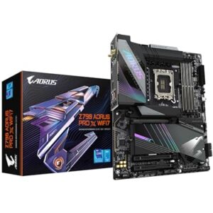 GIGABYTE Placa-mãe Z790 AORUS PRO X WIFI7 LGA 1700 Intel Z790 X ATX com DDR5, 5* M.2, PCIe 5.0, USB 3.2 Type-C, Wi-Fi 7, 5GbE LAN, Q-Flash Plus, EZ-Latch Plus