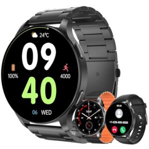 Relogio Smartwatch Feminino Masculino Unissex 1.45" Relógio com Atender/Fazer Chamadas 100+ Modos Esportivos Relogio Masculino Smartwatch Prova Dágua IP68 Compatível com iOS e Android,3Pulseiras