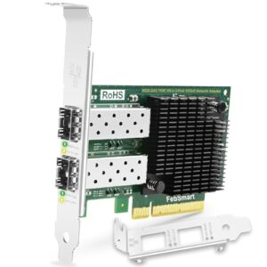 FebSmart Interface PCIE X8 para 2X 10GbE SFP+ adaptador Ethernet convergente de porta de fibra, controlador Intel 82599ES 10 Gigabit Ethernet, placa de rede PCIE 2 portas 10GbE PCIE, adaptador LAN