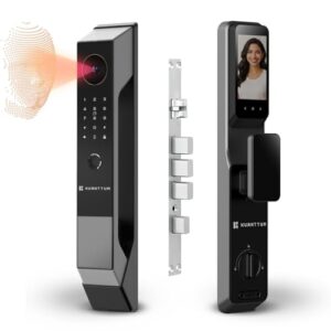 Fechadura Eletrônica Digital Inteligente Com Biométrica Senha Wi-fi Reconhecimento Facial 3d Face ID Kuanttum Omega