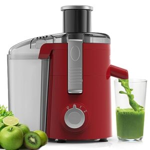 Red Juicer Machines by SiFENE, Efficient Extractor for Fruits & Vegetables, Adjustable 3-Speed Centrifugal Juice Maker, BPA-Free, User-Friendly & Easy to Clean, Essential & High Impact