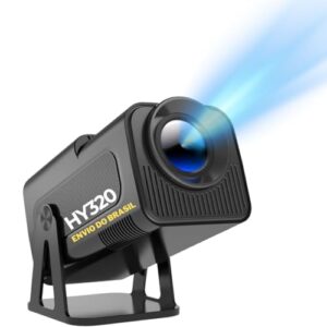 Projetor Portátil HY320 5G WIFI 6 Android 13, 4K 1080P Full HD, 12000 Lúmens, Auto Correção de Tela, 180° Giratório - Envio Brasil Premium